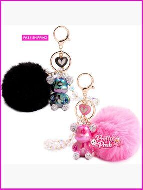 Plastic Bear Keychain with Wristlet Strap, 2-Pack